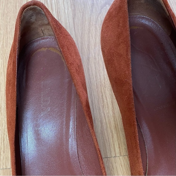 Prada Suede Kitten Heel Pointed Toe Pumps Orange 38.5 8.5 - Picture 7 of 9